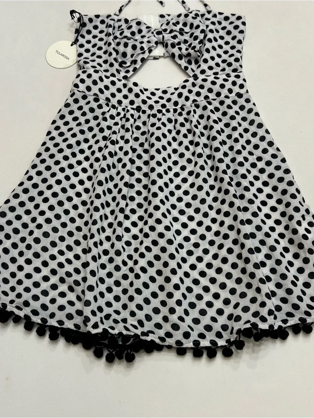 Tularosa Polka Dot Mini Dress Sz XS Halter/Strapless Cut Out Bow Summer NWT - Picture 5 of 11